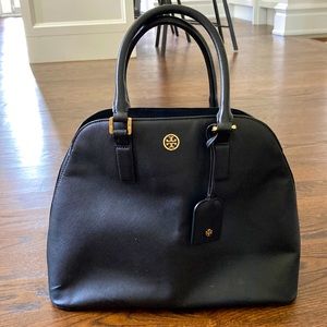 Black Leather Tory Burch Satchel Purse